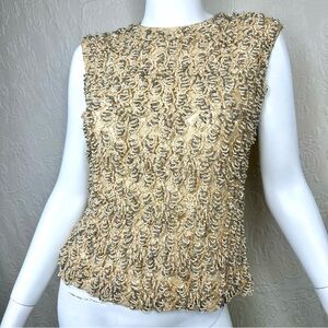 Vintage Heavily Beaded Neutral Sleeveless Top